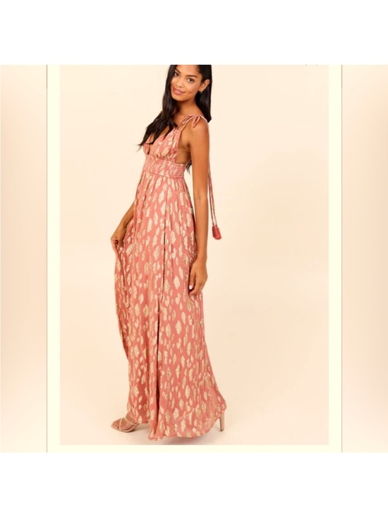 Altar'd State Dresses & Skirts - Altard state Tie-Shoulder Maxi Dress in Rose Gold Print